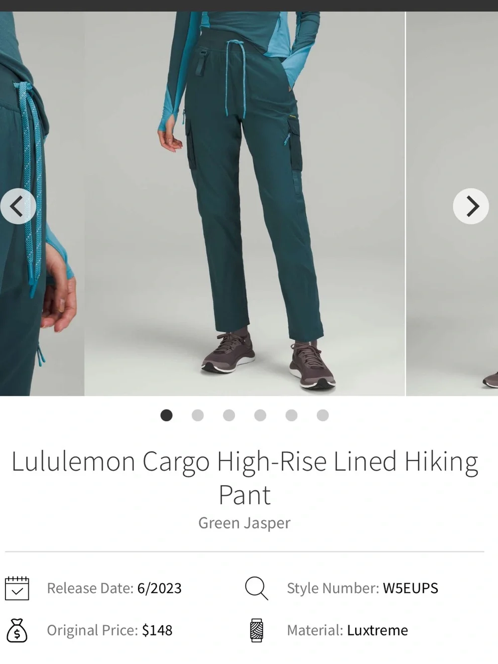 Lululemon Cargo High-Rise Lined Hiking Pant—Green Jasper